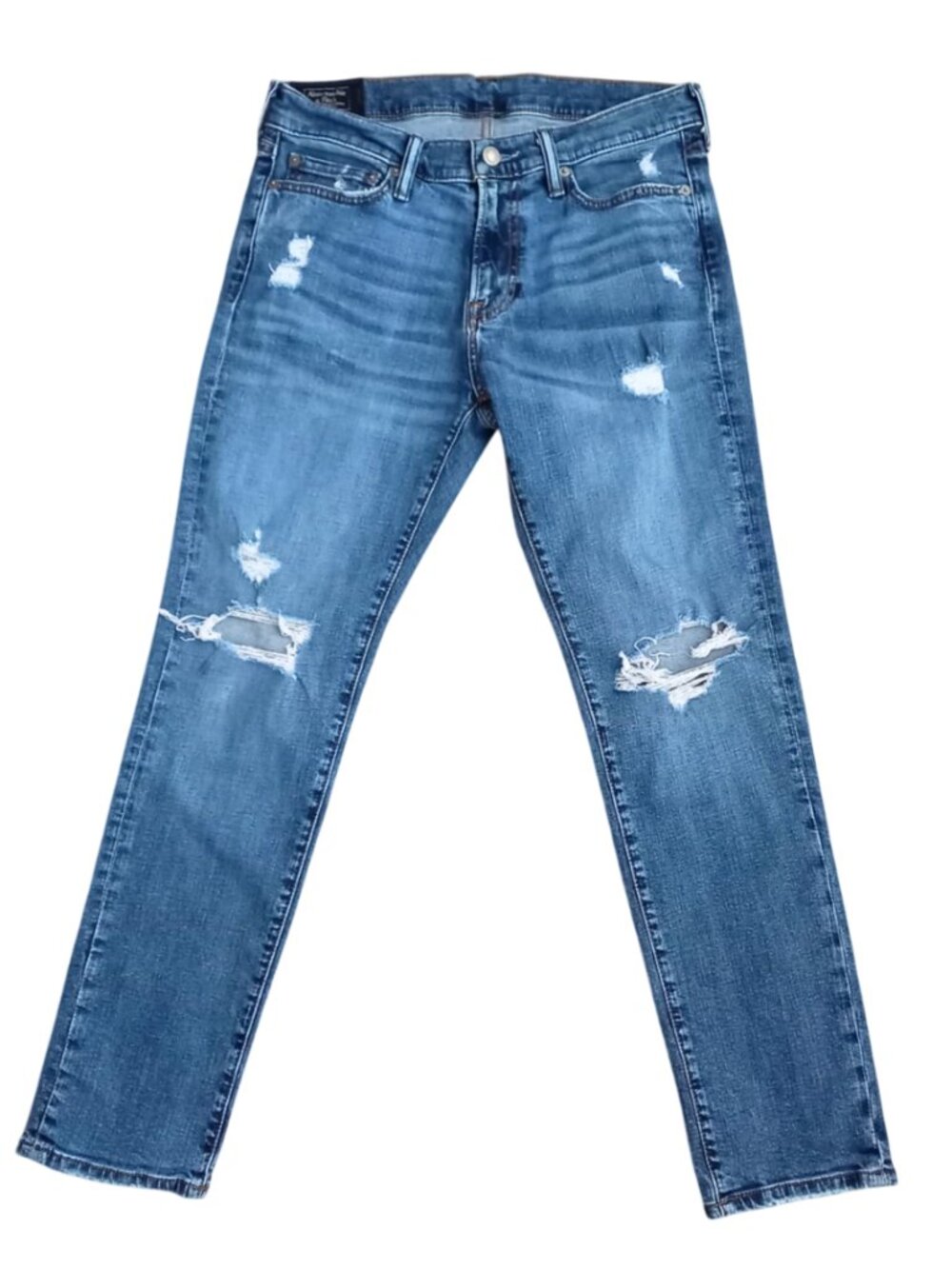 Abercrombie & Fitch Athletic Skinny Jeans - Medium Wash Distressed, Size 30x30